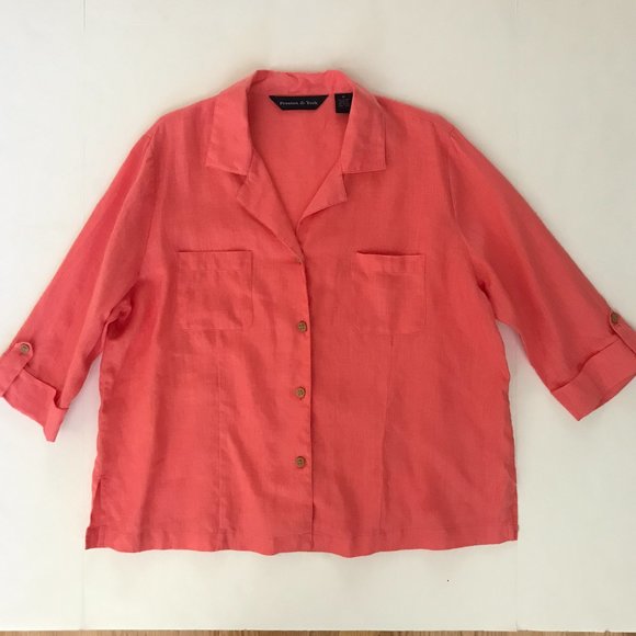 Preston & York 100% Plus Size Linen Blouse Size 18 - Picture 3 of 11